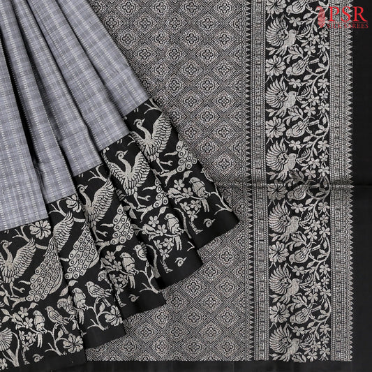 Dark Grey Soft Silk Saree