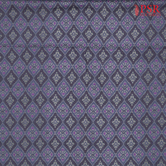 Dark Spruce Blue Semi Tassar Ikkat Print Running Material