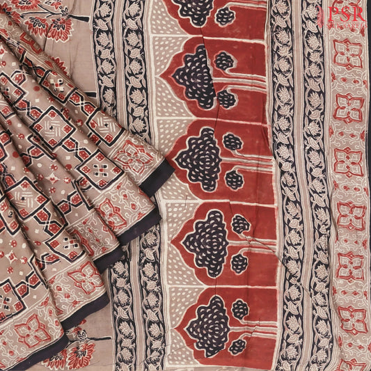 Burlwood Beige Modal Silk Saree