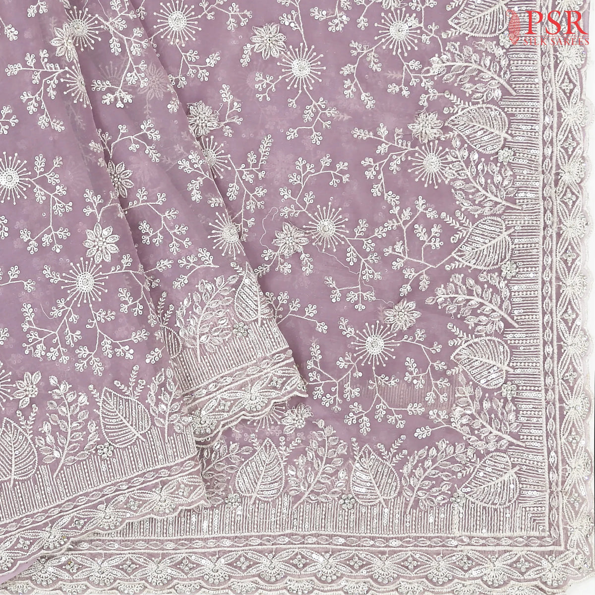 Lilac Dream Organza Laser Embroidery Saree