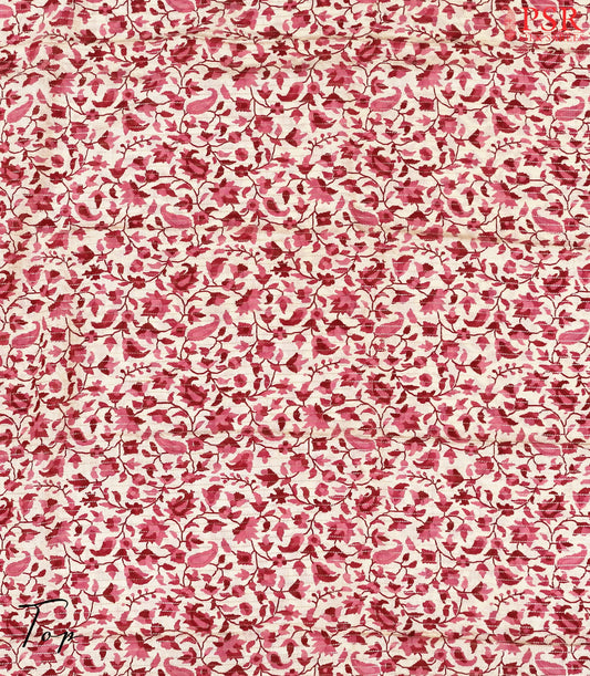 Beige & Maroon Assam Silk Dress Material