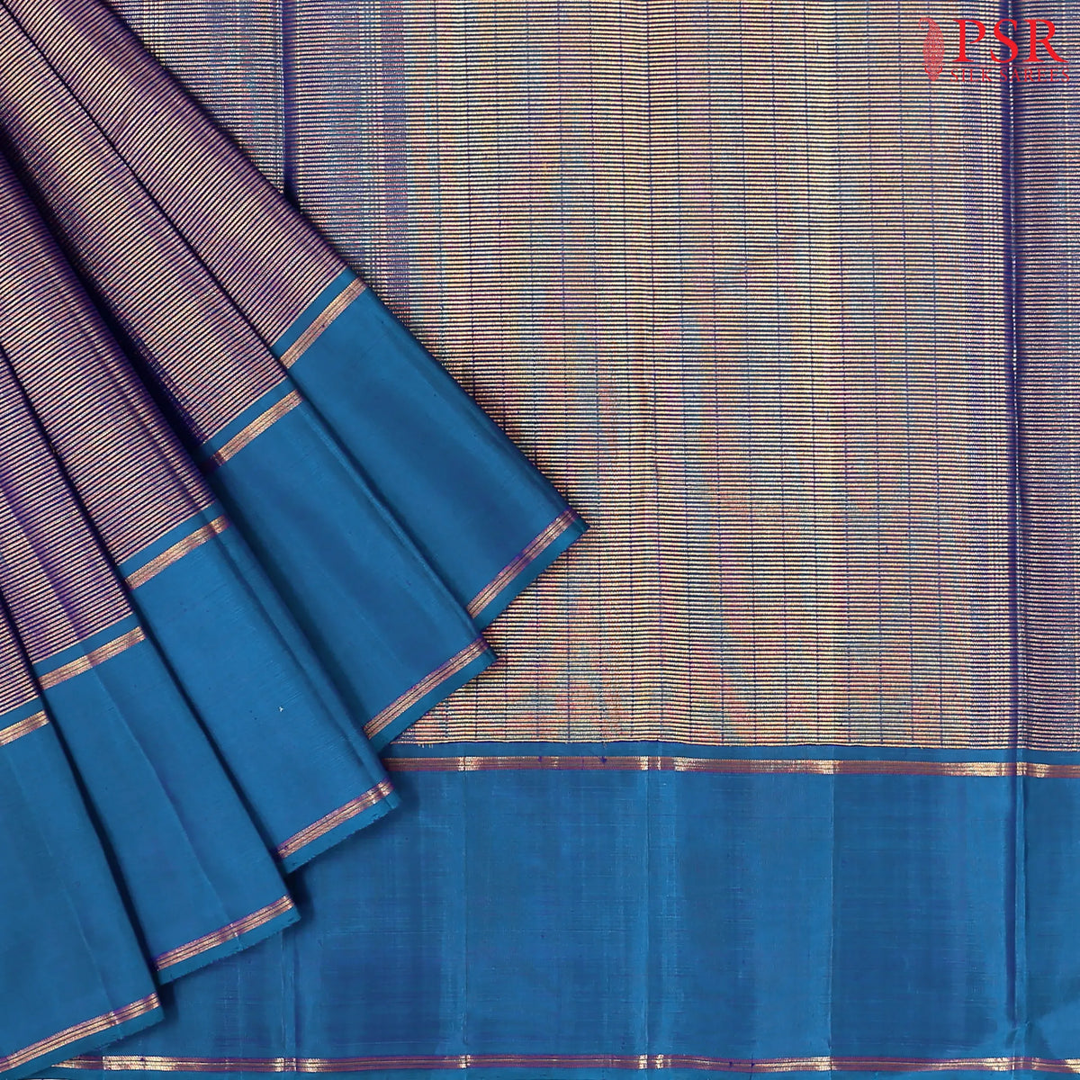 Peacock Blue Kanchipuram Silk Saree