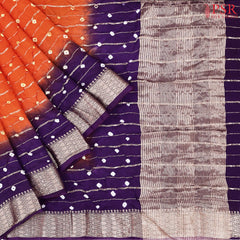 Saffron Crushed Bandhini Saree