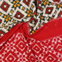 Multicolored Floral White Ikkat Cotton Saree