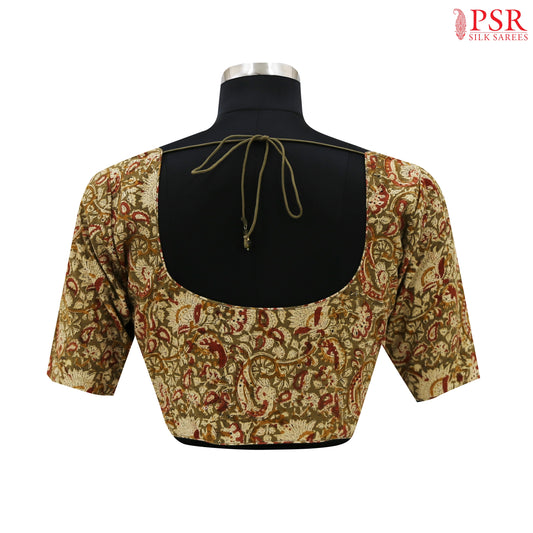 Olive Kalamkari Cotton Readymade Blouse