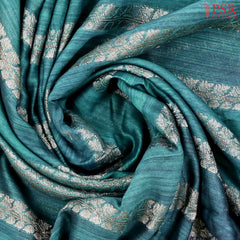 Teal Chanderi Silk Cotton Saree