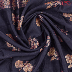 Dark Indigo Semi Banaras Saree