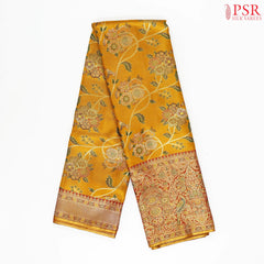 Mustard Yellow Kanchipuram Jacquard Tissue Silk Saree