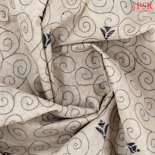 Ecru Grey Bengal Cotton Saree