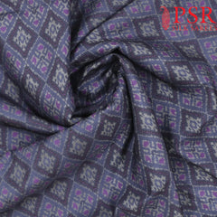 Dark Spruce Blue Semi Tassar Ikkat Print Running Material