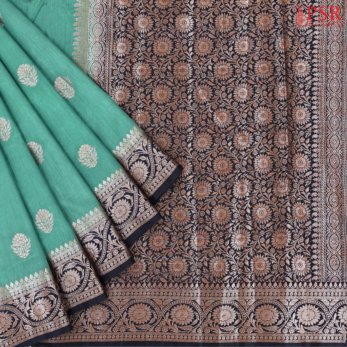 Viridian Raw Silk Banaras Saree