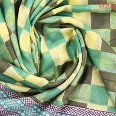 Yellow & Green Mul Printed Cotton Saree