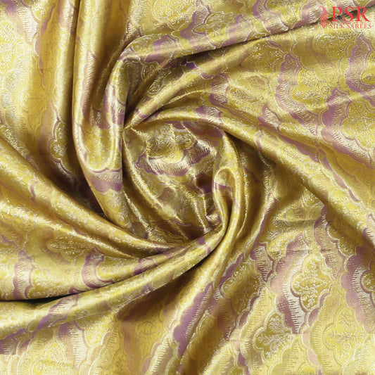 Golden Olive & Light Purple Kanchipuram Tissue Silk Saree