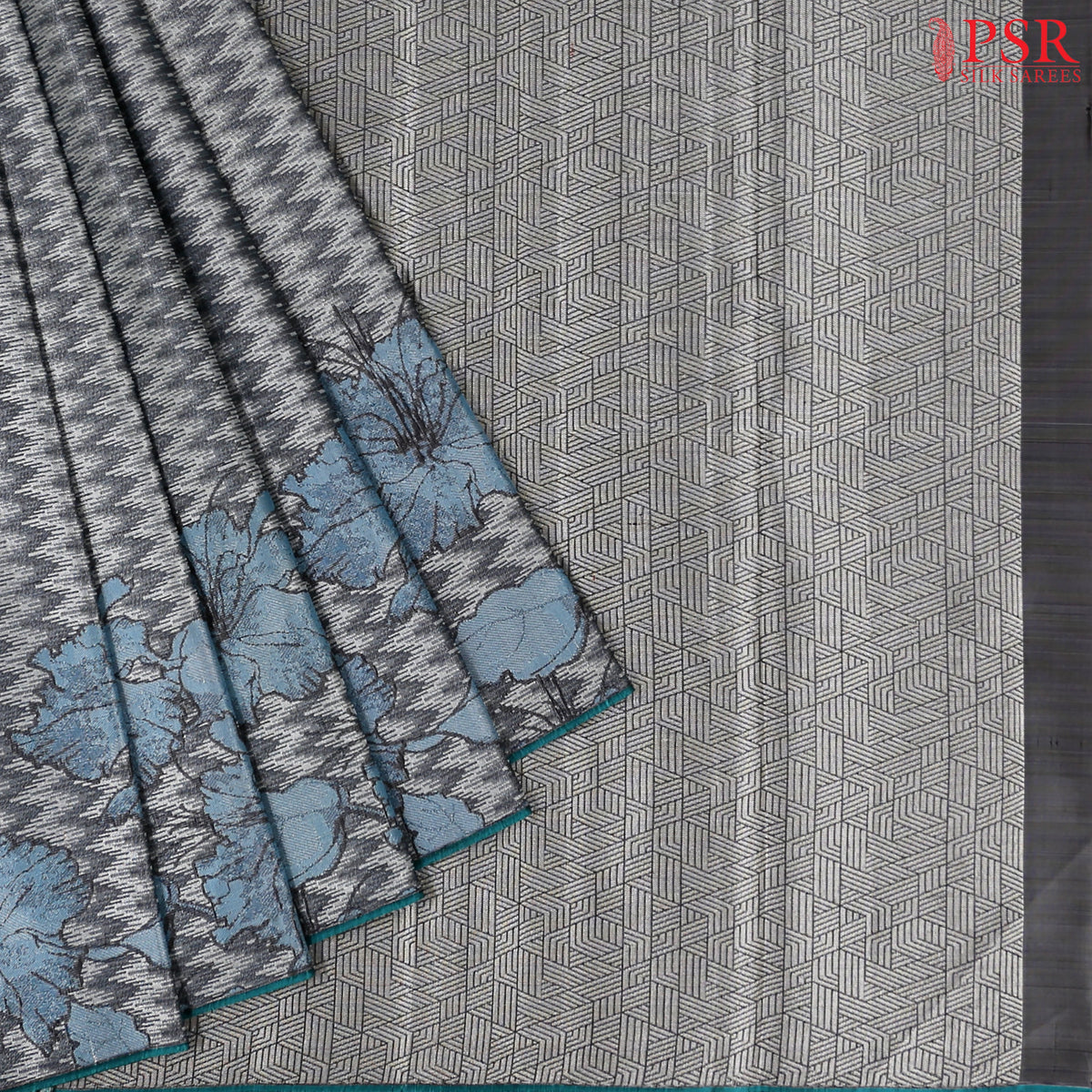 Dark Grey Kanchipuram Tissue Silk Saree
