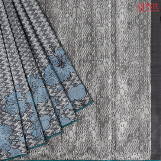 Dark Grey Kanchipuram Tissue Silk Saree