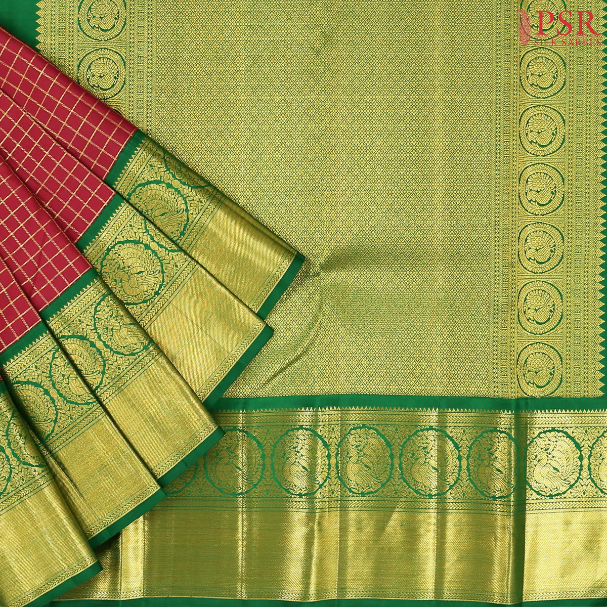 Crimson Red Kanchipuram Silk Saree