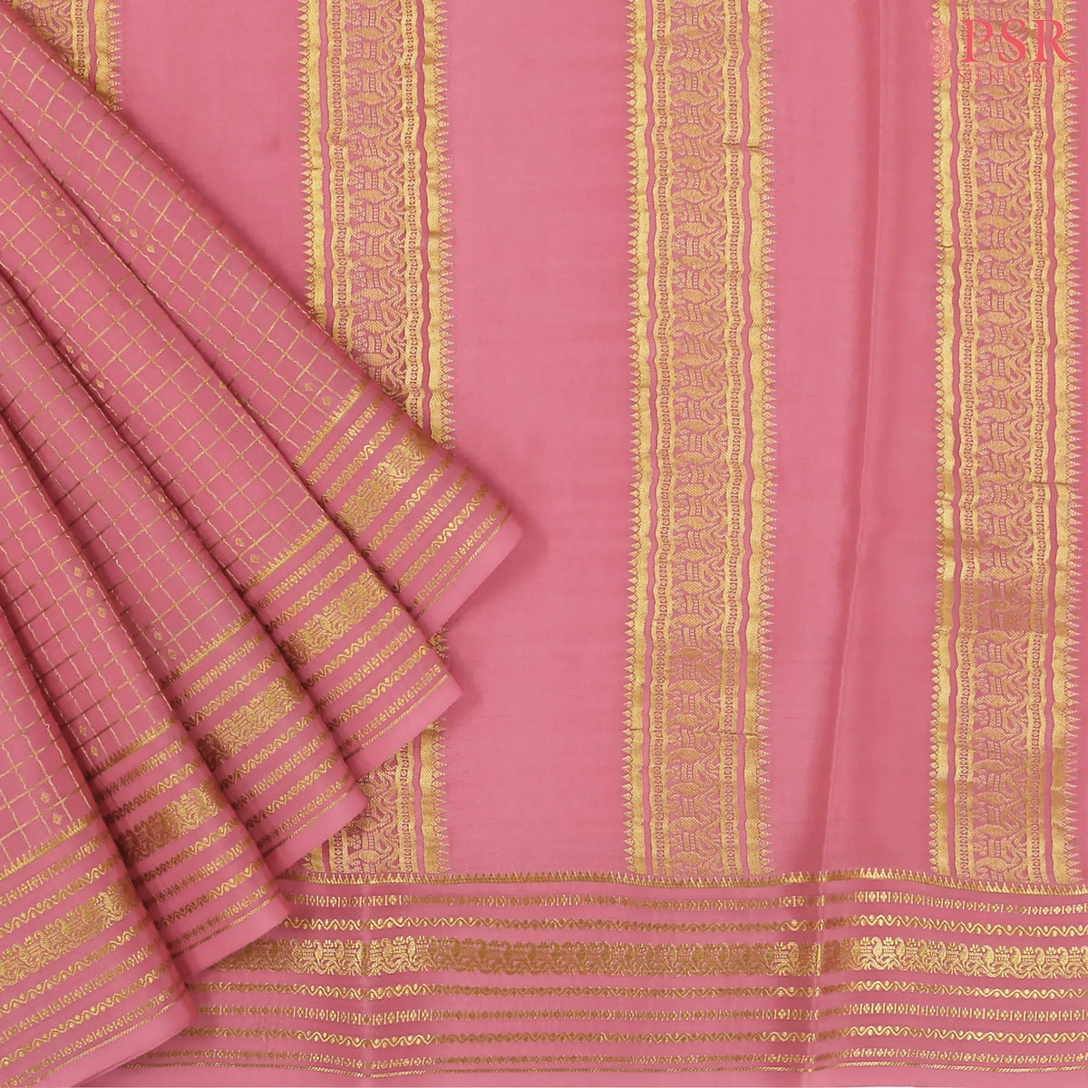 Flamingo Pink Mysore Silk Saree