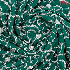 Emerald Green Georgette Laser Embroidery Saree
