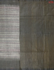 Multicolor Stripes and Charcoal Grey Semi Moonga Saree