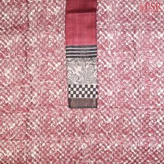 Maroon Prints Kadhi Tussar Silk Dress Material