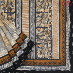 Tan & Grey Silk Cotton Saree