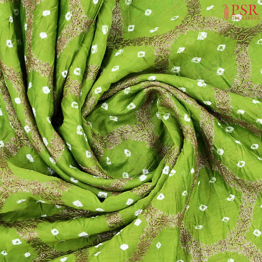 Light Green Crushed Bandhini Saree