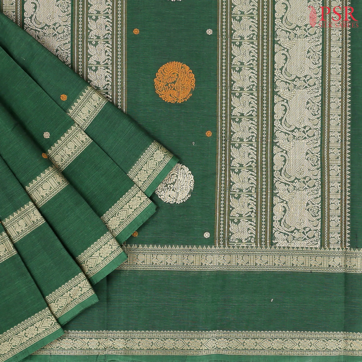 Dark Green Kalakshetra Kovai Cotton Saree