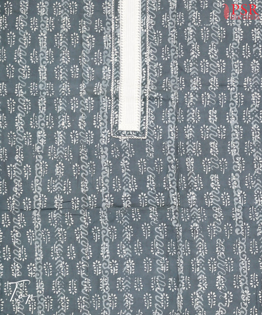 Steel Grey Cotton Dress Material