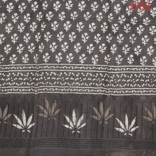 Dark Taupe Grey Hacoba Embroidery Running Material