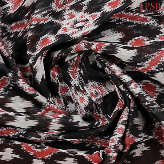 Black Semi Patola Silk Cotton Saree