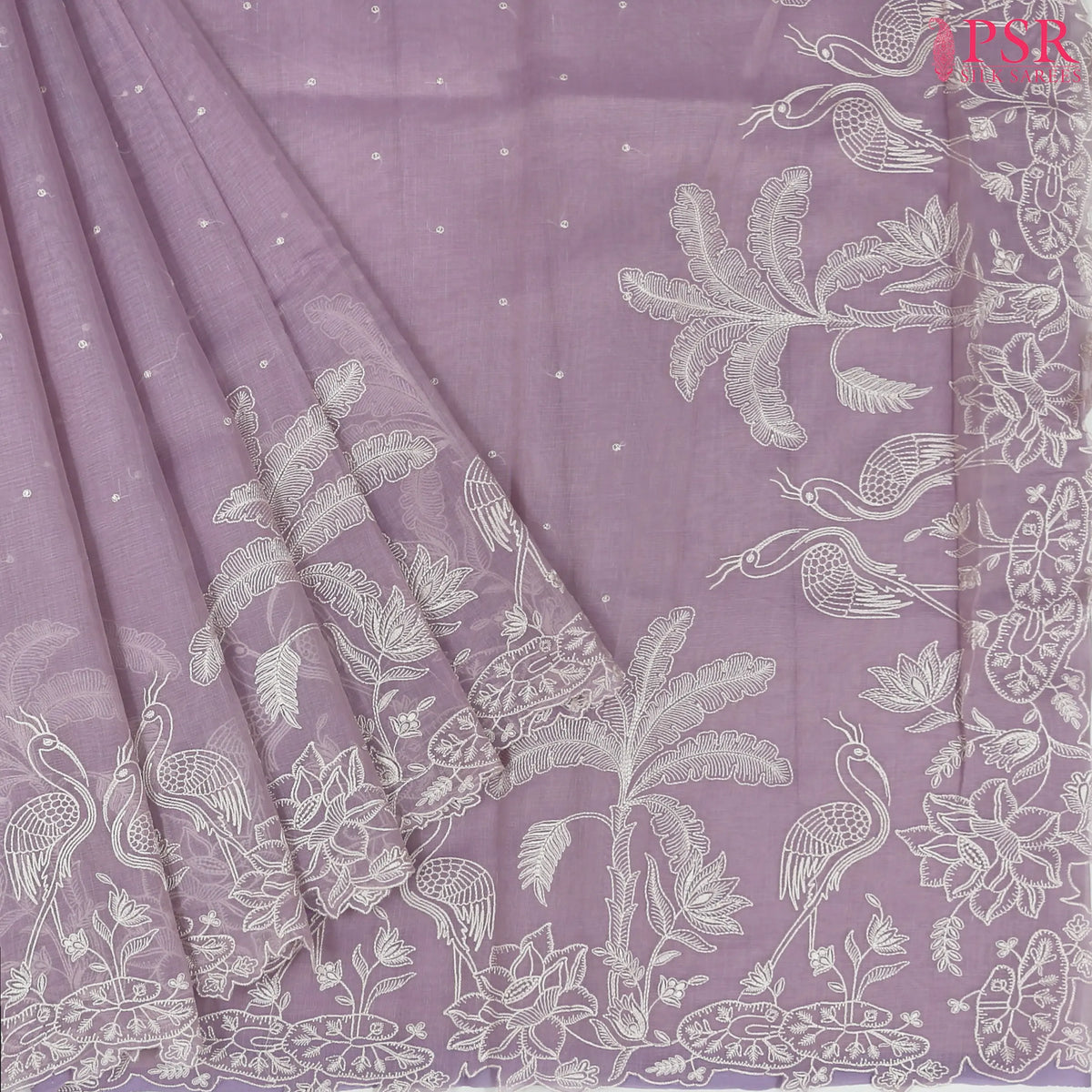 Lavender Tissue Embroidery Saree