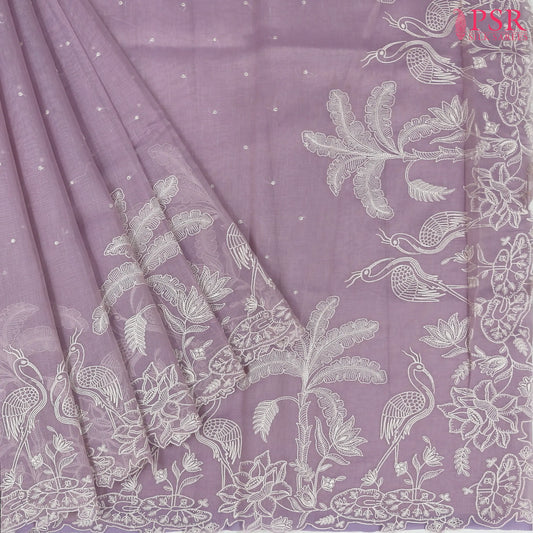 Lavender Tissue Embroidery Saree
