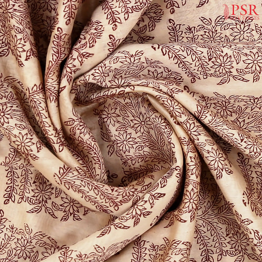 Beige Chanderi Silk Cotton Saree