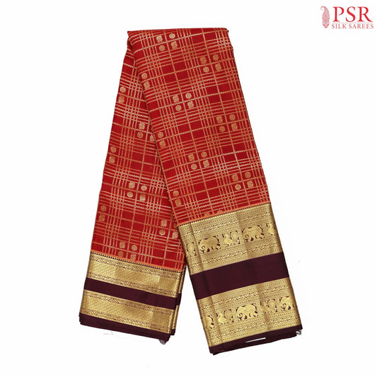 Burnt Red Kanchipuram Silk Saree