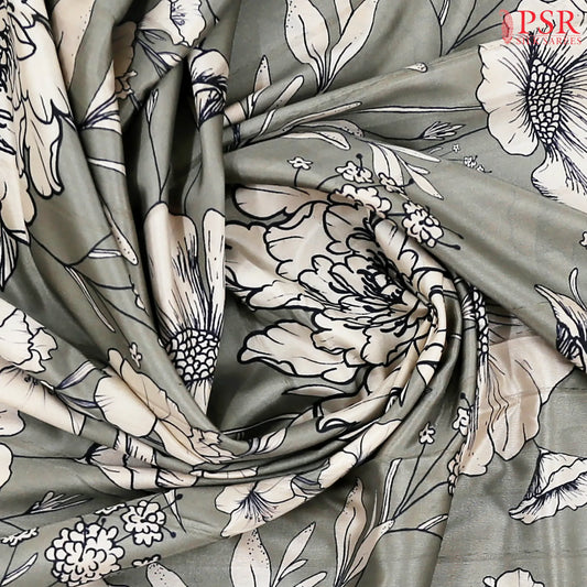 Dark Sage Semi Tussar Saree