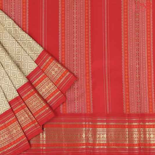 Beige Kanchipuram Silk Saree