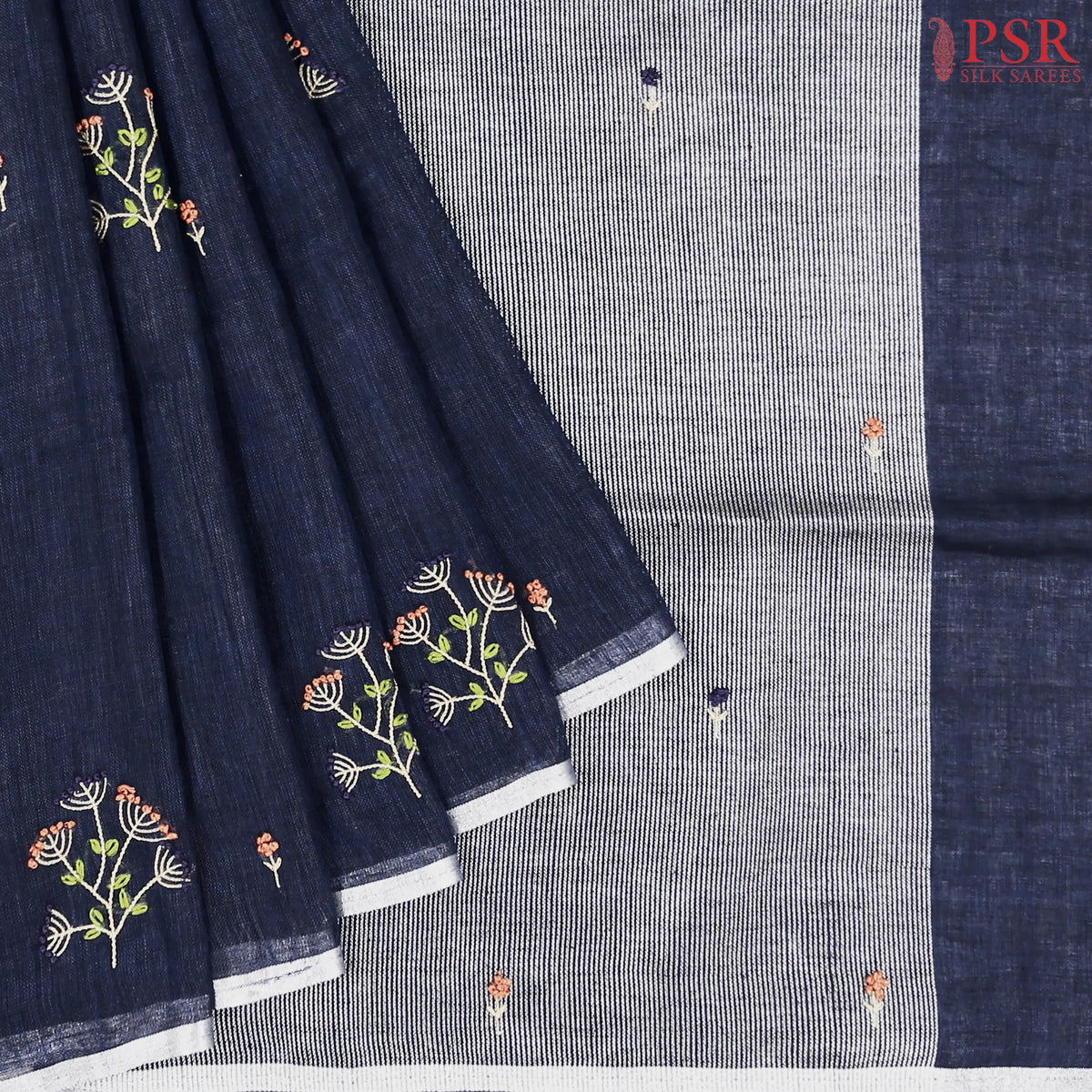 Dark Blue Linen Saree