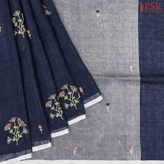 Dark Blue Linen Saree