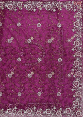Magenta Purple Organza Laser Embroidery Saree