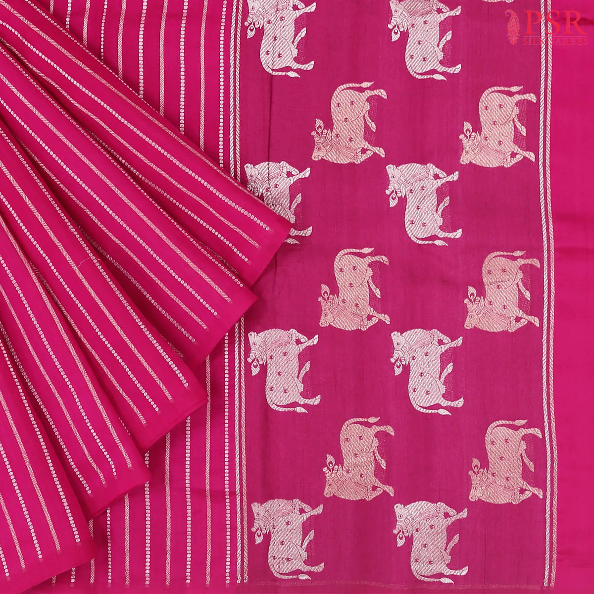 Magenta Chiniya Silk Saree