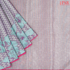 Silver Purple Kanchipuram Jacquard Silk Saree