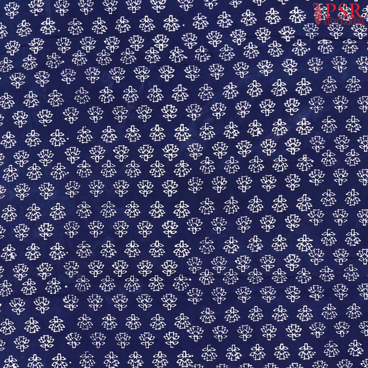 Navy Blue Cotton Print Running Material