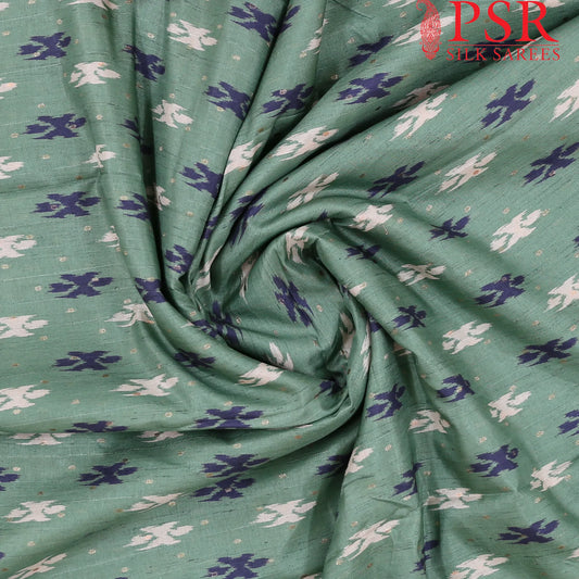 Viridian Green Semi Tassar Print Running Material