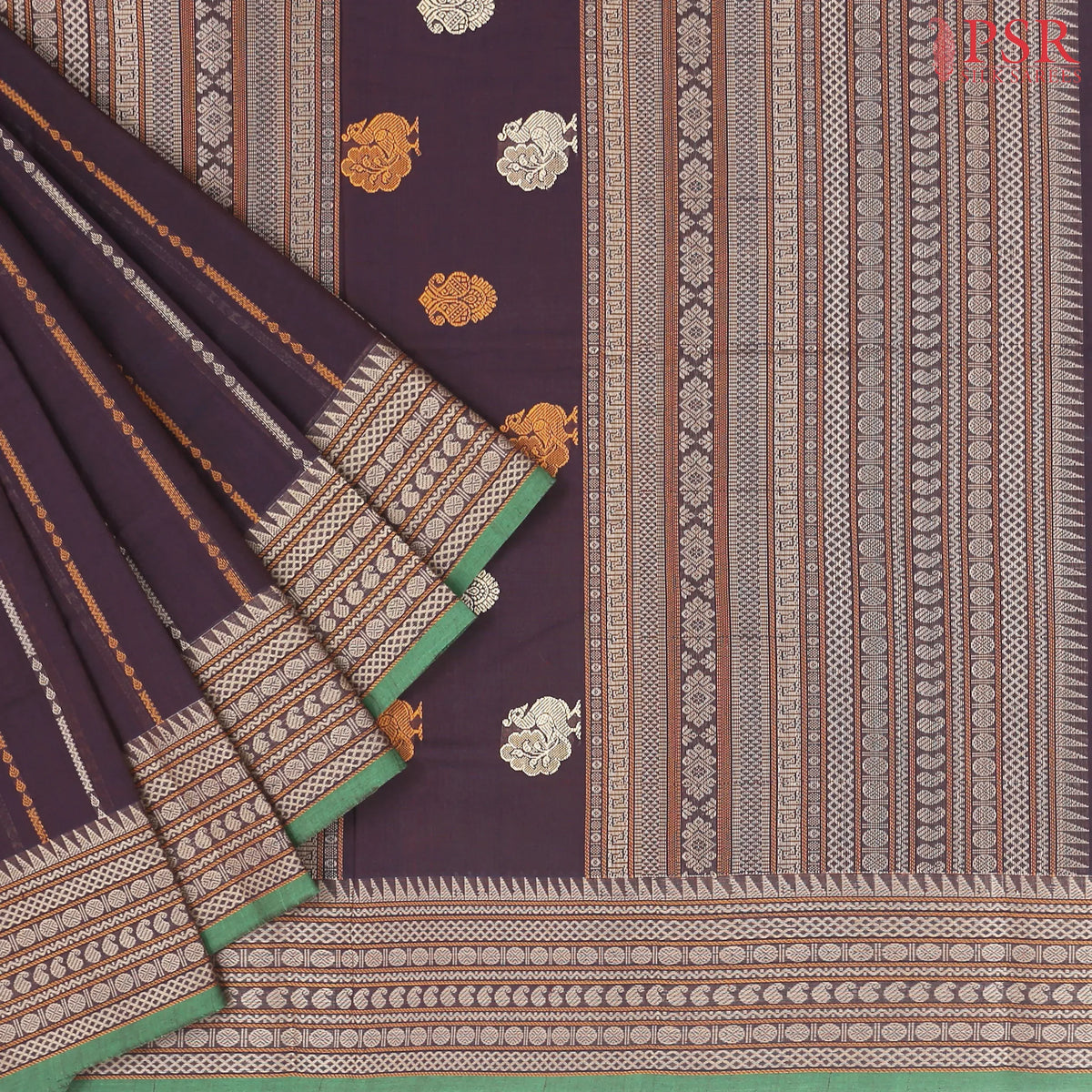 Dark Purple Kalakshetra Kovai Cotton Saree