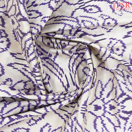 Floral White Pochampally Silk Saree