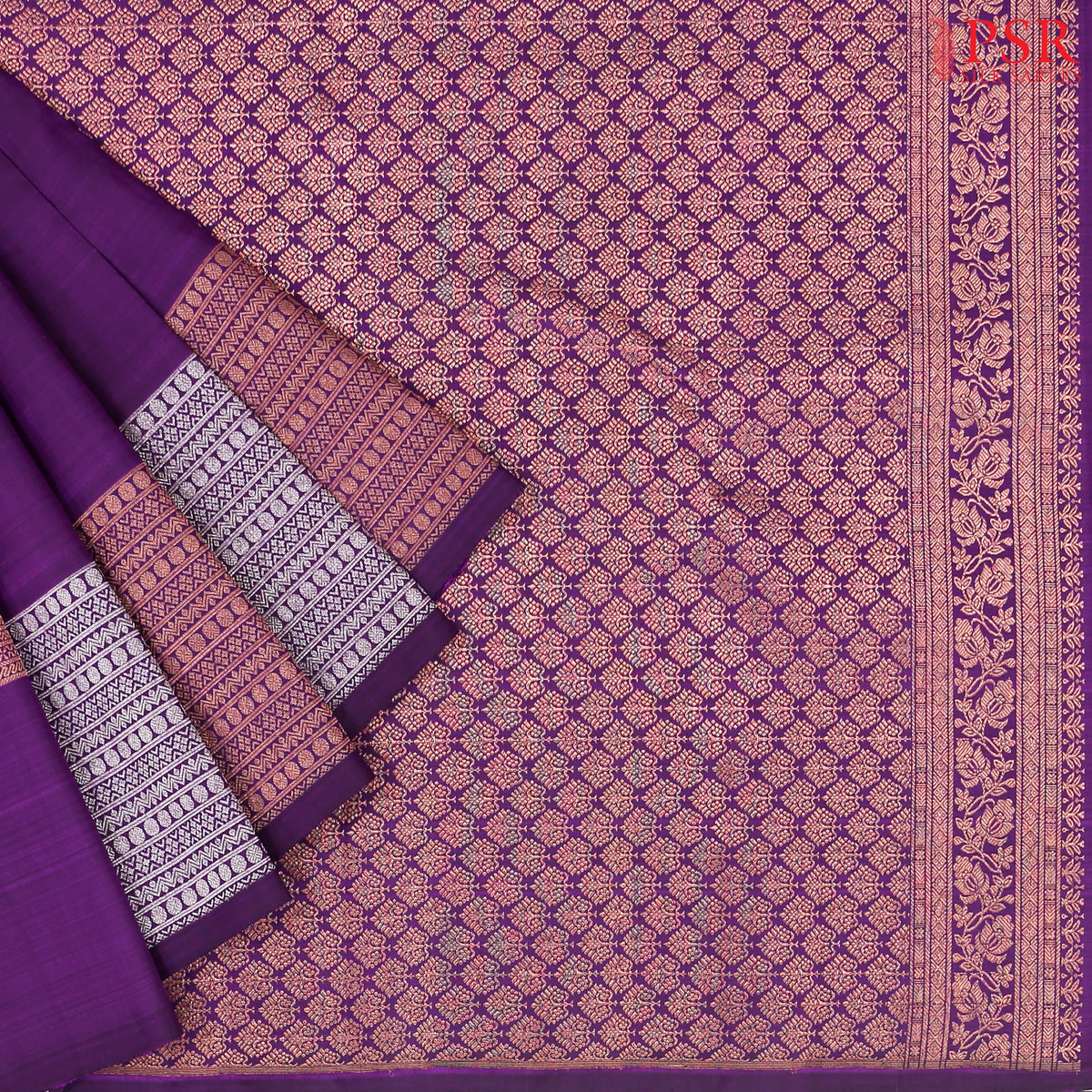 Dark Magenta Purple Kanchipuram Silk Saree