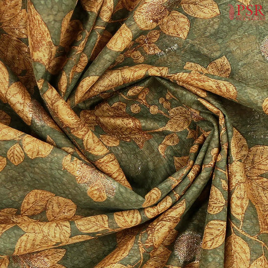 Moss Green Bamboo Silk Sarees