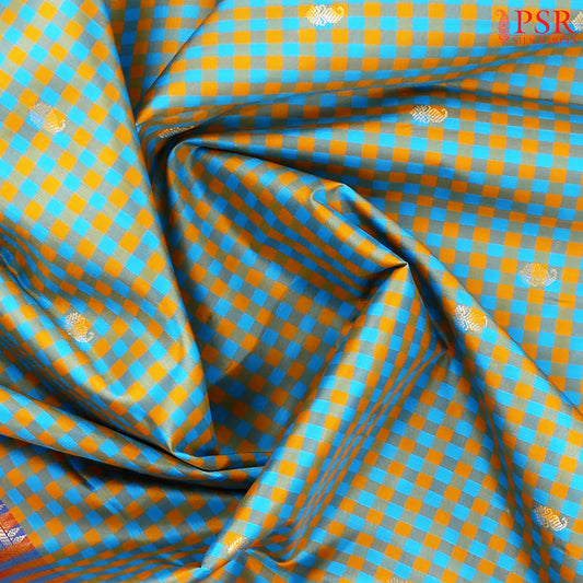 Blue & Mustard Fancy Kanchipuram Silk Saree