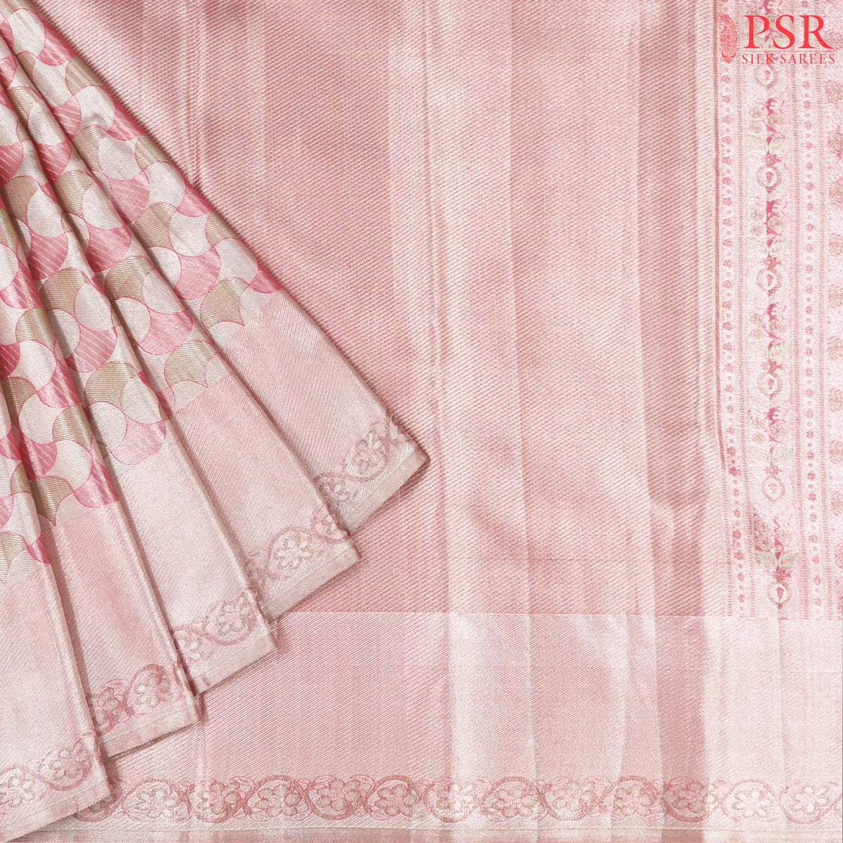 Light Pink Kanchipuram Jacquard Tissue Silk Saree