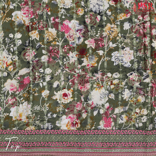 Dark Moss Green Rayon Dress Material